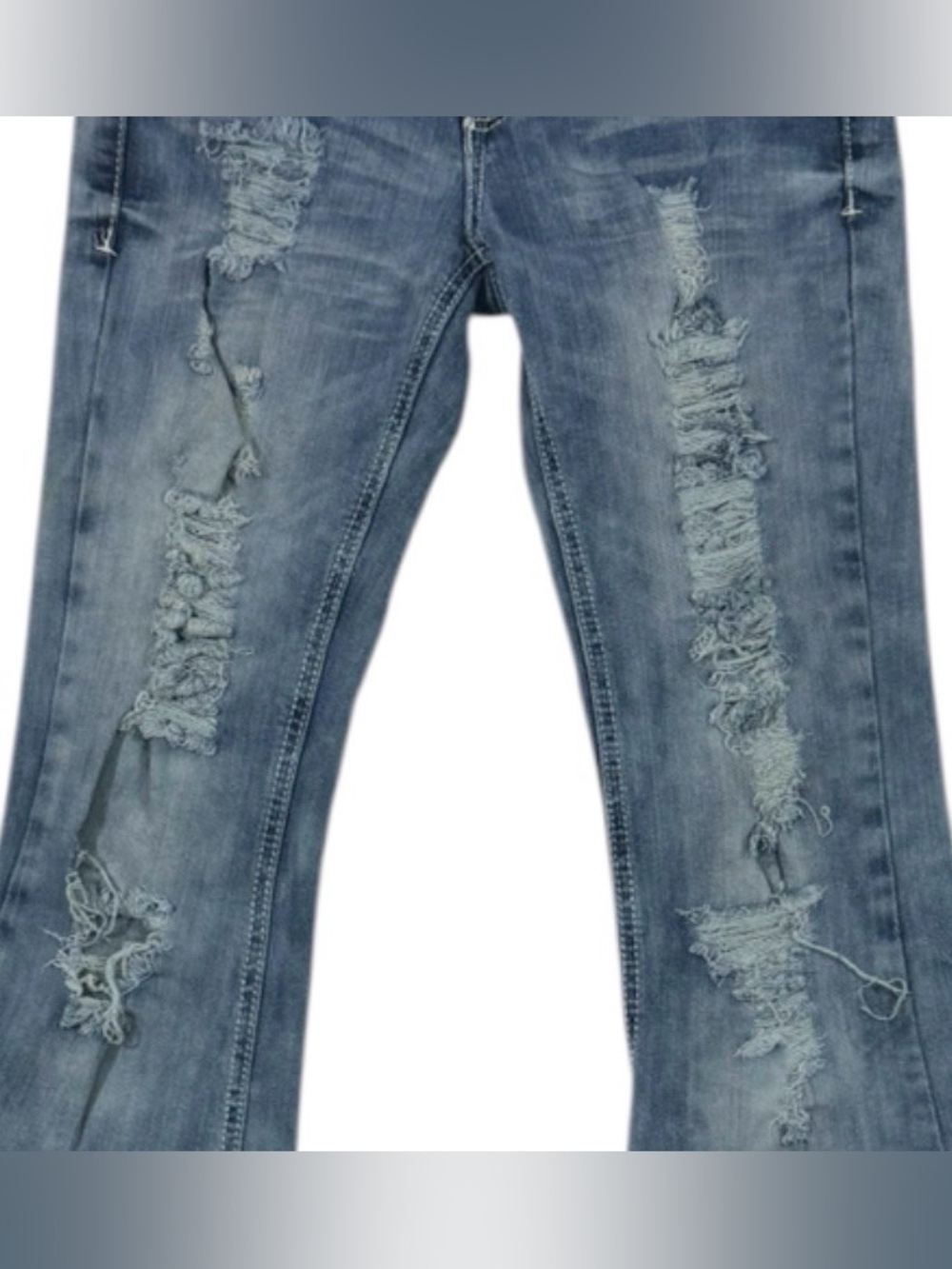 Almost Famous Low Rise Flare Jeans Sz3 Y2K Distressed Bell Bottom - Picture 3 of 10